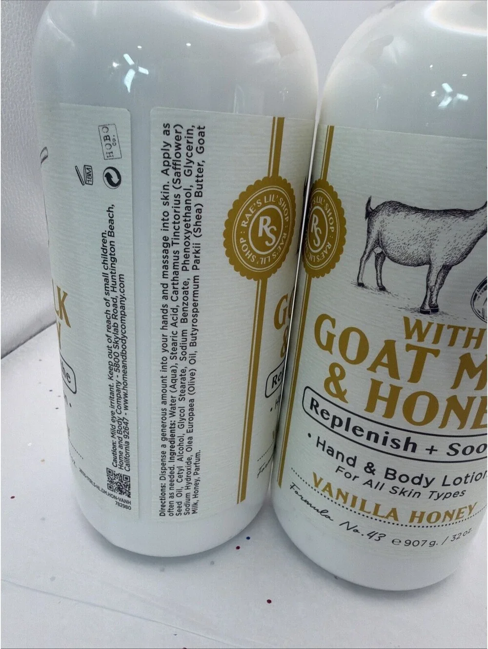 (2-Pk) RAE'S LIL' SHOP Goat Milk Honey Soothing HAND & BODY LOTION VANILLA HONEY